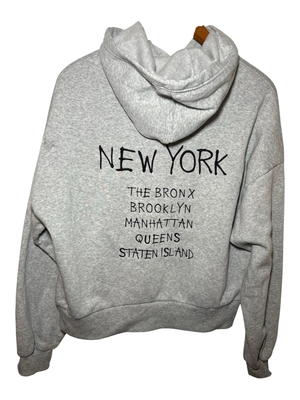 NYC New York 5 Boroughs Cropped Hoodie Women's Medium Gray